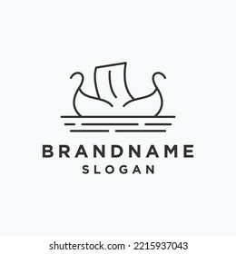 Viking ship logo template vector illustration design