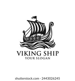 Viking ship logo vector. EPS 10 editable vector