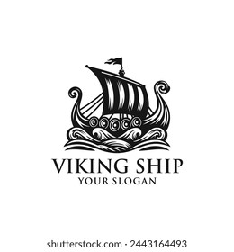 Viking ship logo vector. EPS 10 editable vector