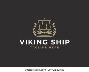 viking ship logo vector illustration. logo template