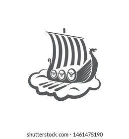 Viking Ship Nordic Cloud Black Illustration