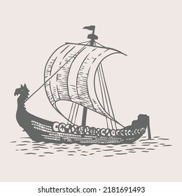 Viking Ship out line vector illustration