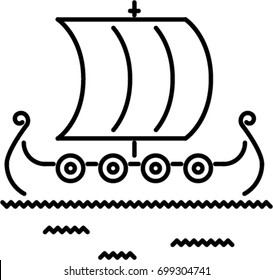 viking ship outline icon