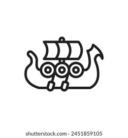 Viking Ship Outline Icon Vector Illustration