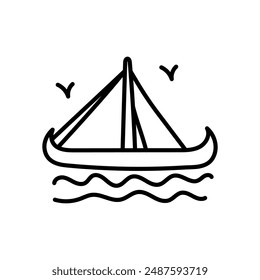 Viking Ship Outline Icon, Vector illustration