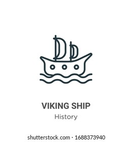 Viking ship outline vector icon. Thin line black viking ship icon, flat vector simple element illustration from editable history concept isolated stroke on white background