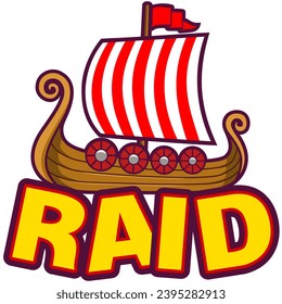 viking ship raid twitch emote vector illustration