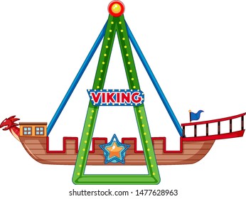 Viking ship ride on white background illustration