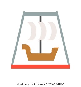 Viking ship rides vector icon, amusement park related flat design