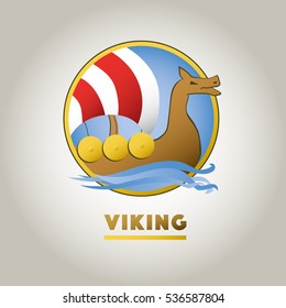 Viking ship sport vector logo