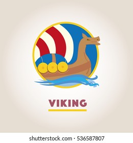 Viking ship sport vector logo