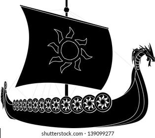 viking ship. stencil. second variant