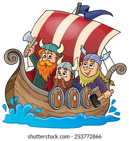 Viking ship theme image 1 - eps10 vector illustration.