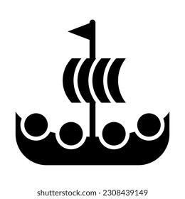 Viking Ship Vector Glyph Icon For Personal And Commercial Use.
