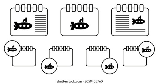 Viking ship vector icon in calender set illustration for ui and ux, website or mobile application