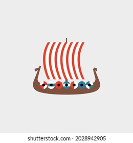 Viking ship. Vector illustration in a flat style.