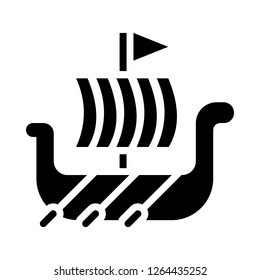 Viking ship vector illustration, Watercraft solid design icon