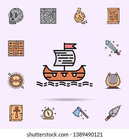 Viking ship, vessel, sea, transportation, flag icon. Universal set of history for website design and development, app development