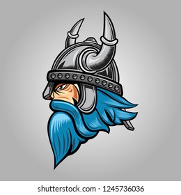 Viking Side View Logo Mascot Vector Illustration