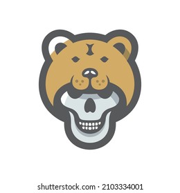 Viking Skull en una tapa de oso Icono del vector ilustración de dibujos animados.