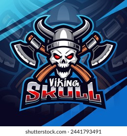 Viking skull esport mascot logo design