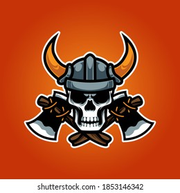Logotipo deportivo Viking Skull Head E