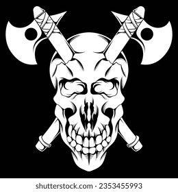 Viking skull head illustration for t-shirt design