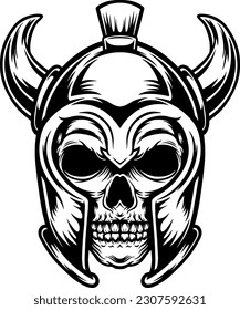 Viking Skull In Horned Helmet