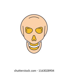 Viking skull icon, cartoon style