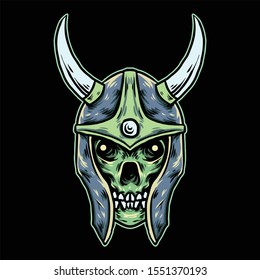 viking skull illustration vector design
