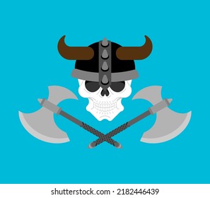 Viking Skull isolated. Barbarian Skull sign. Berserker Skeleton Head symbol