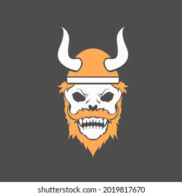 Viking Skull Logo Design vector For Halloween