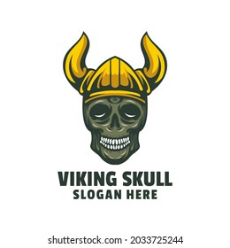 viking skull logo design vector