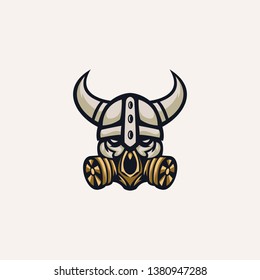 viking skull logo template vector