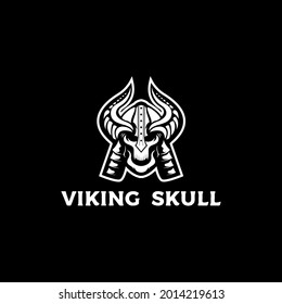 viking skull logo vector illustration