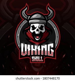 Viking skull mascot sport logo design