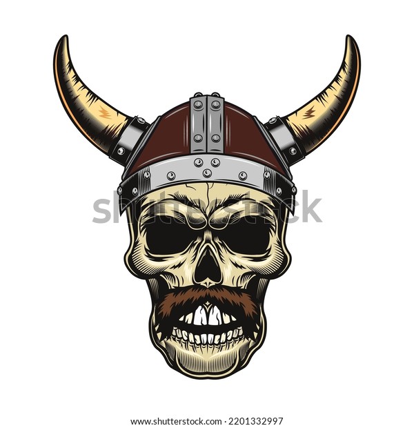 Viking Skull Medieval Warrior Head Horns Stock Vector (Royalty Free ...