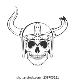 viking skull on isolated white background, excellent vector illustration