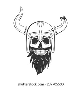 viking skull on isolated white background, excellent vector illustration
