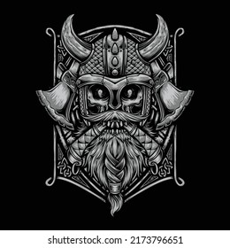 viking skull vector for tshirt design