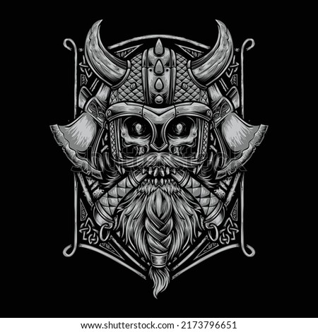 viking skull vector for tshirt design