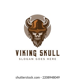 Viking Skull Warrior Man logotipo diseño de símbolo de icono
