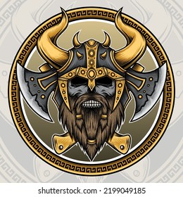 Viking Skull Warrior Vector. Premium vector