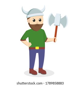 Soldado vitalizador con personaje de diseño de hacha sobre fondo blanco