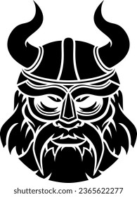 Viking sports mascot wearing a horned helmet