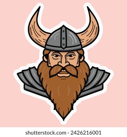 viking sticker, viking icon, viking head, viking logo vector Design 