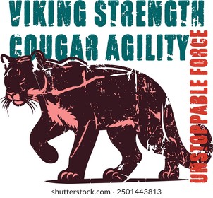 Viking strength, Cougar agility unstoppable force amazon t shirt art work