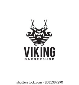 Viking style barber vector logo design