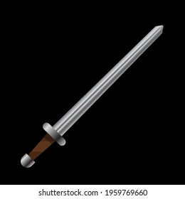 viking sword, black background, vector illustration