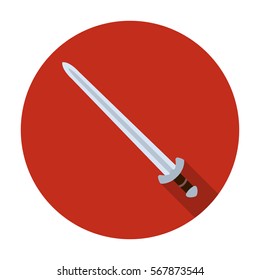 Viking sword icon in flat style isolated on white background. Vikings symbol stock vector illustration.